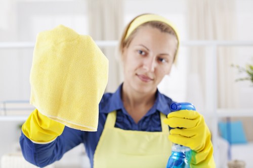 Office cleaner working in a SW17 business reception area