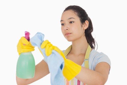 Professional window cleaner working on residential glass in SW17